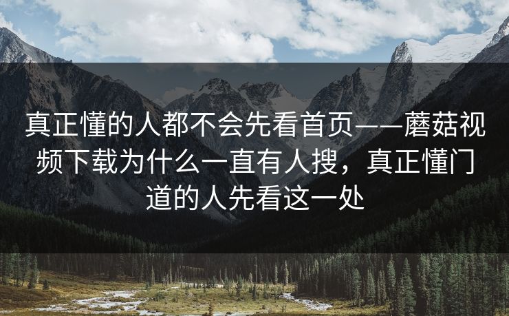 真正懂的人都不会先看首页——蘑菇视频下载为什么一直有人搜，真正懂门道的人先看这一处
