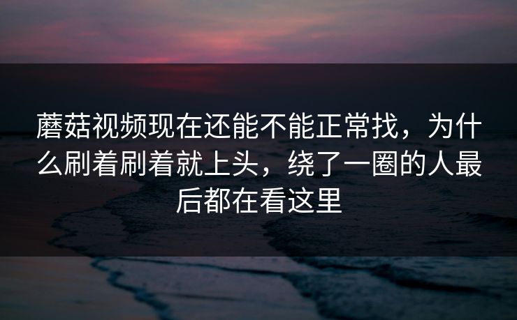 蘑菇视频现在还能不能正常找，为什么刷着刷着就上头，绕了一圈的人最后都在看这里