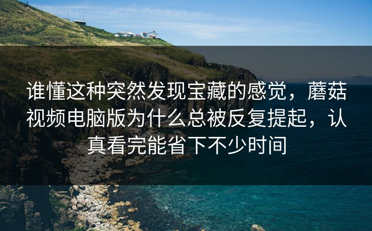 谁懂这种突然发现宝藏的感觉，蘑菇视频电脑版为什么总被反复提起，认真看完能省下不少时间