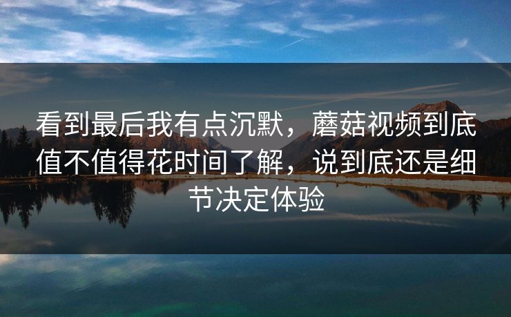 看到最后我有点沉默，蘑菇视频到底值不值得花时间了解，说到底还是细节决定体验