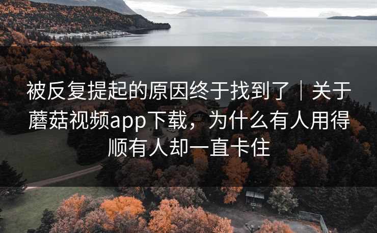 被反复提起的原因终于找到了｜关于蘑菇视频app下载，为什么有人用得顺有人却一直卡住