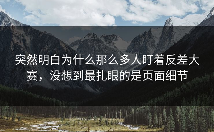 突然明白为什么那么多人盯着反差大赛，没想到最扎眼的是页面细节
