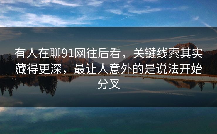 有人在聊91网往后看，关键线索其实藏得更深，最让人意外的是说法开始分叉