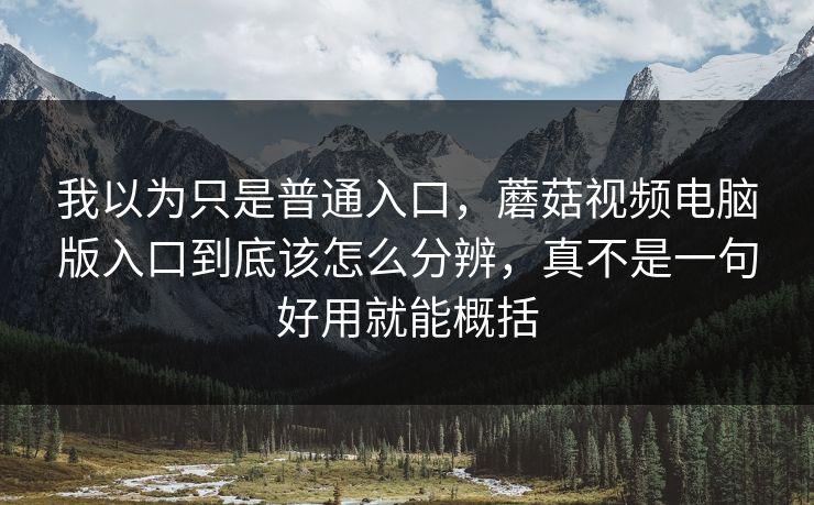 我以为只是普通入口，蘑菇视频电脑版入口到底该怎么分辨，真不是一句好用就能概括
