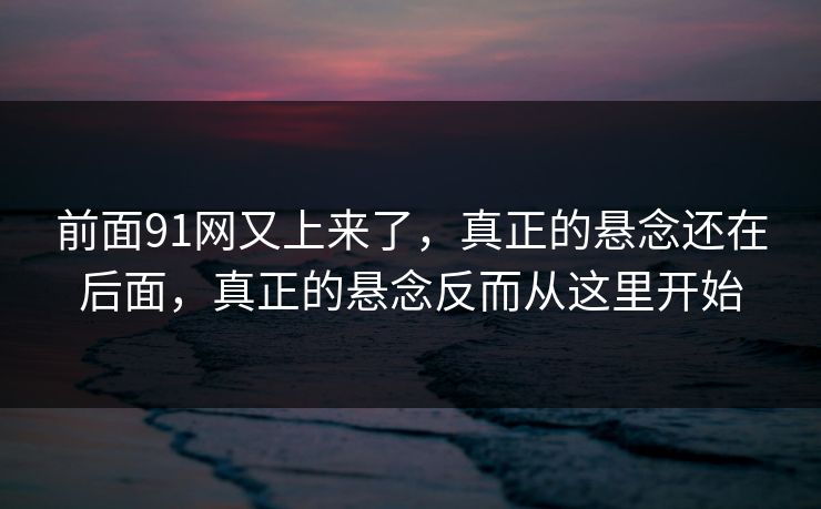 前面91网又上来了，真正的悬念还在后面，真正的悬念反而从这里开始