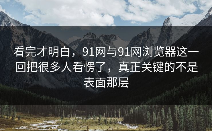 看完才明白，91网与91网浏览器这一回把很多人看愣了，真正关键的不是表面那层
