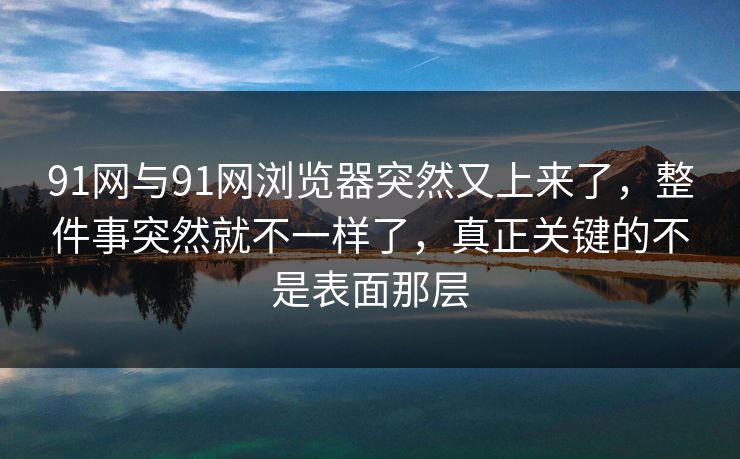 91网与91网浏览器突然又上来了，整件事突然就不一样了，真正关键的不是表面那层