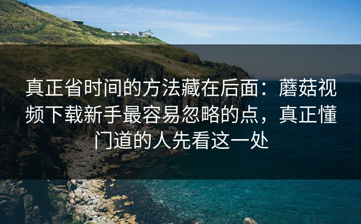 真正省时间的方法藏在后面：蘑菇视频下载新手最容易忽略的点，真正懂门道的人先看这一处