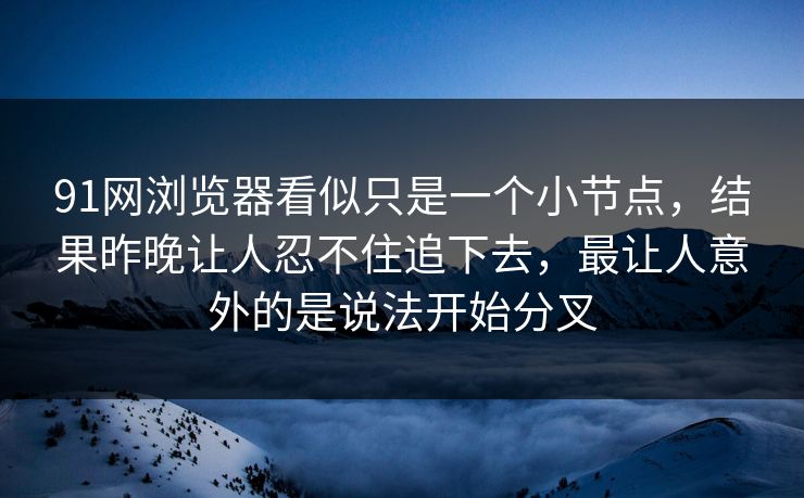 91网浏览器看似只是一个小节点，结果昨晚让人忍不住追下去，最让人意外的是说法开始分叉