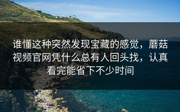 谁懂这种突然发现宝藏的感觉，蘑菇视频官网凭什么总有人回头找，认真看完能省下不少时间