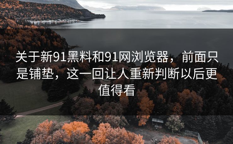 关于新91黑料和91网浏览器，前面只是铺垫，这一回让人重新判断以后更值得看