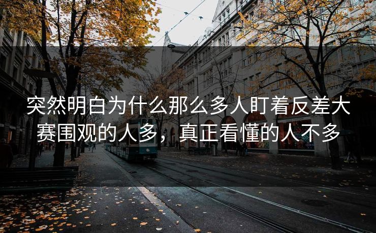 突然明白为什么那么多人盯着反差大赛围观的人多，真正看懂的人不多