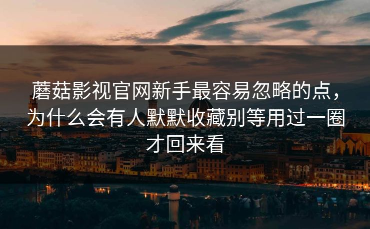 蘑菇影视官网新手最容易忽略的点，为什么会有人默默收藏别等用过一圈才回来看